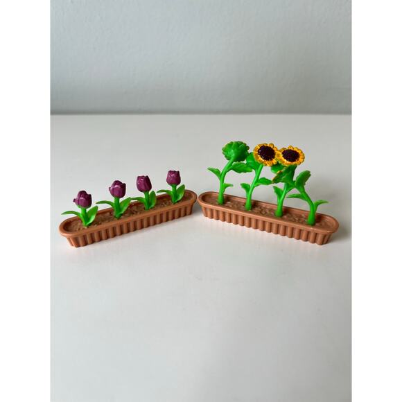 Artificial Flowers Tulips and Sunflowers Box Planters Dollhouses Toy - Picture 1 of 7